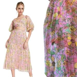 ASOS Pink Floral Midi Dress Two-Piece